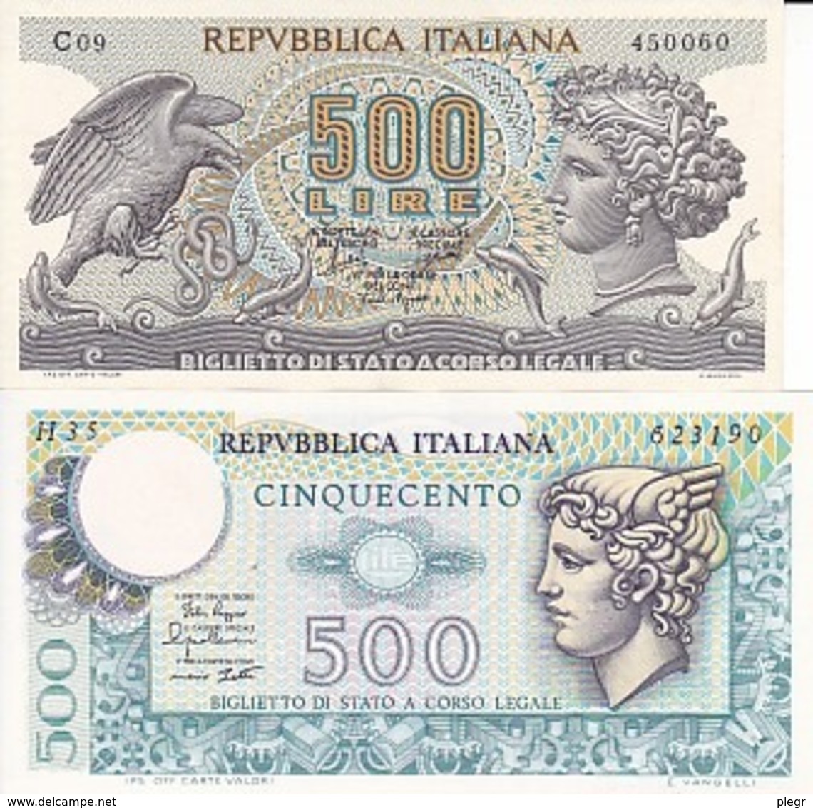 LOT M-32 - ITALIE - 2 BILLETS DE 500 L - Altri & Non Classificati