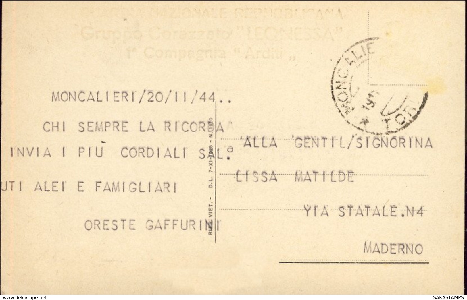 1944-Caduta Del Fascismo, L'Italia E' Stata Gettata Nel Fango Da Un Pugno Di Vilissimi Traditori Cartolina Viaggiata - Guerre 1939-45