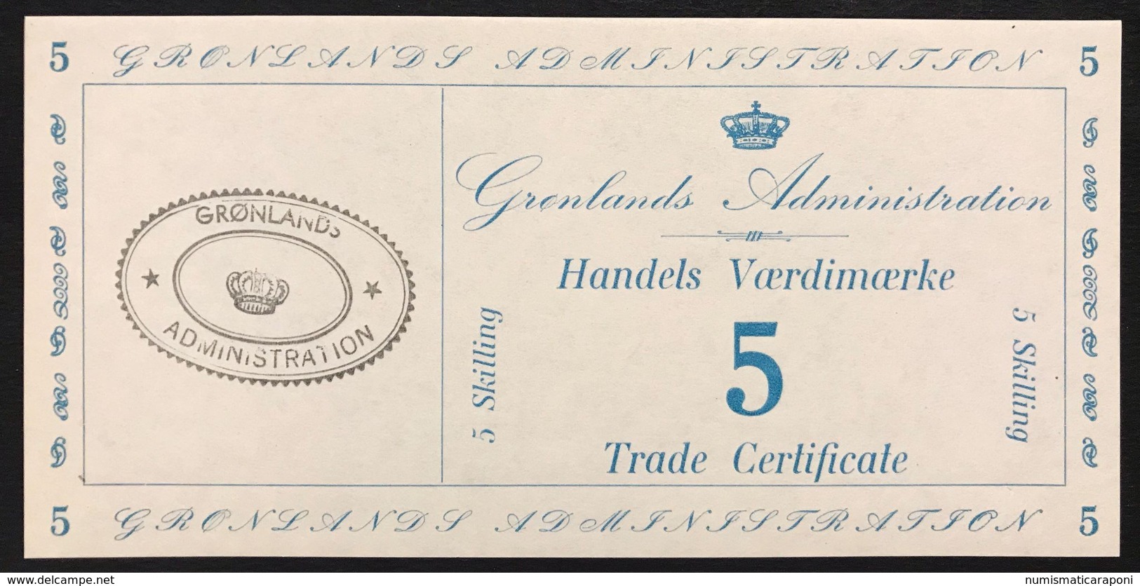 Greenland Groenlandia Trade Certificate 3 Notes 1 5 20 Skilling 1942 Pick#M8 M9 M10 UNC Fds Lotto.2519 - Groenlandia