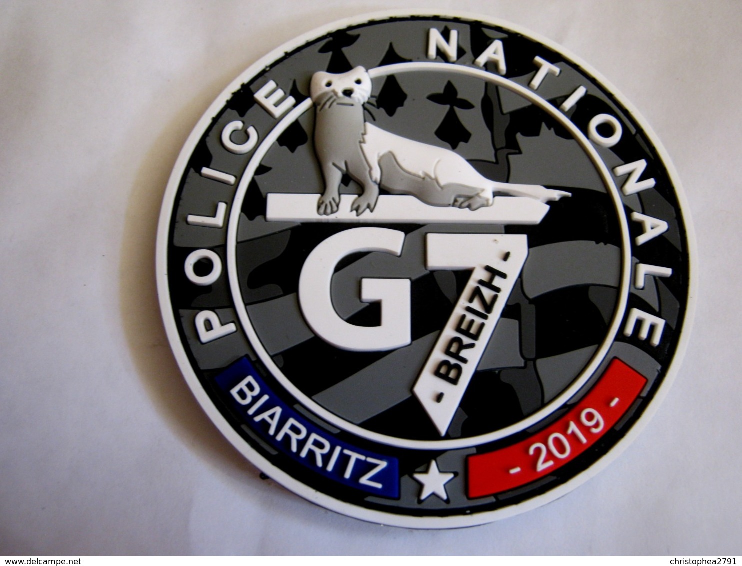 ECUSSON PVC POLICE NATIONALE LE G7 2019 BIARRITZ ETAT EXCELLENT SUR VELCROS - Police & Gendarmerie