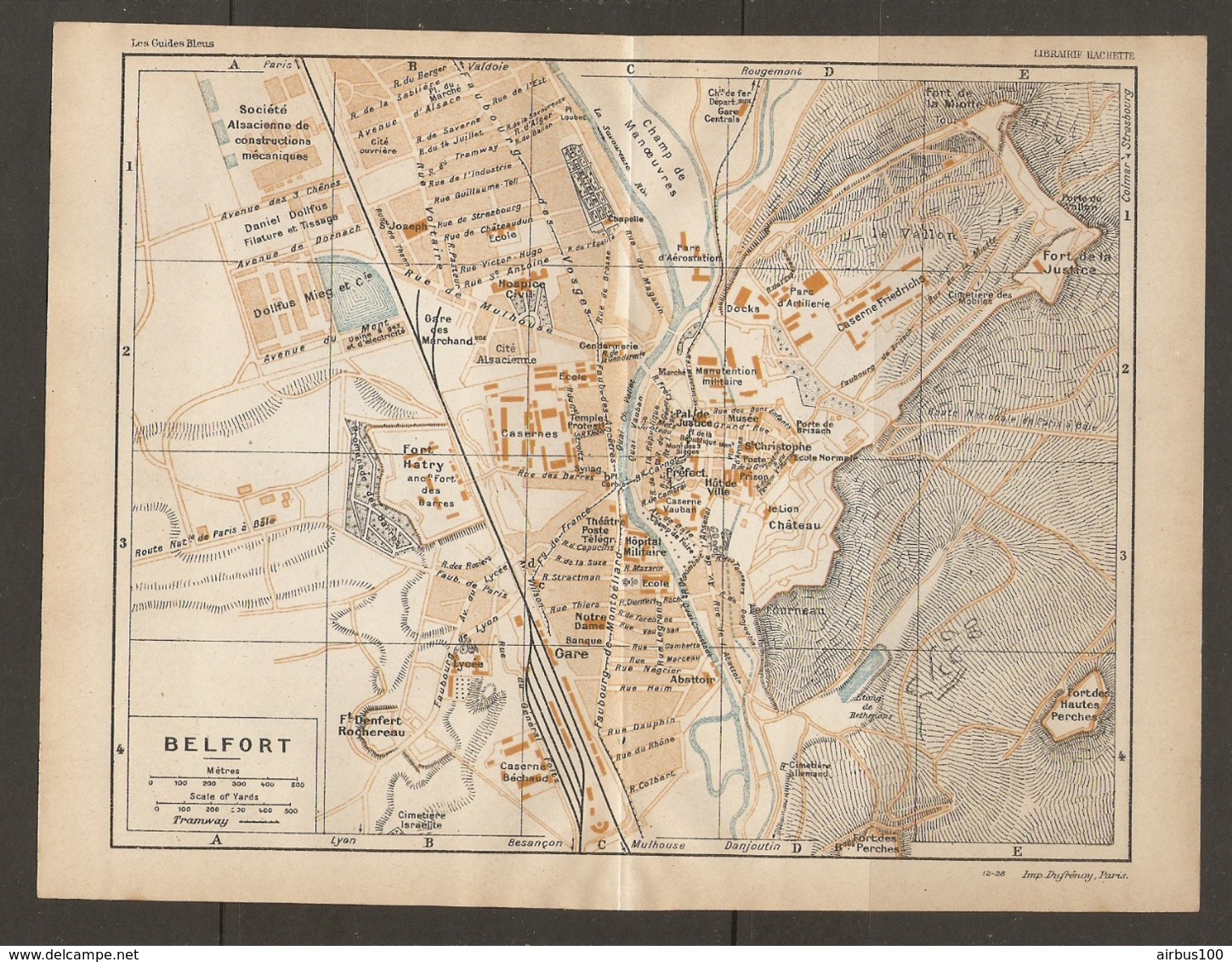 CARTE PLAN 1928 - BELFORT FORT HATRY CASERNE FRIEDRICHS Ste ALSACIENNE DE CONSTRUCTION MECANIQUE DOLIFUS MIEG - Topographical Maps