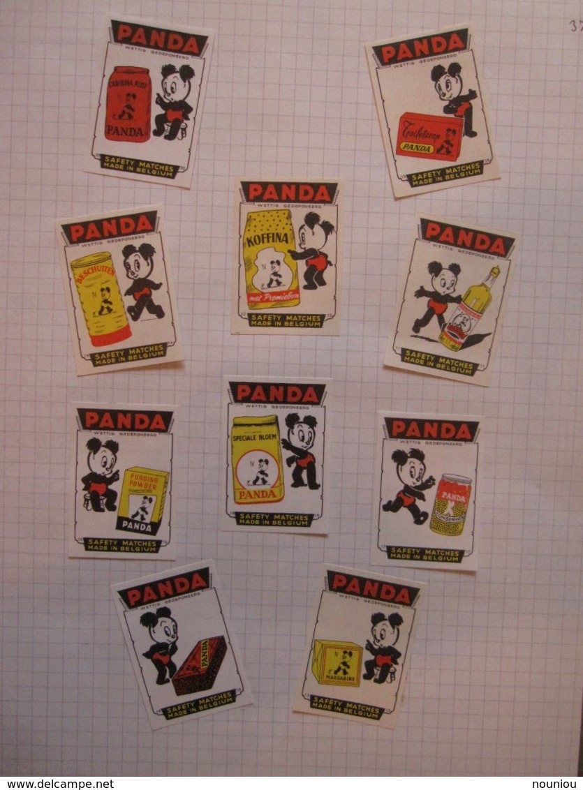 PANDA Brand EFTELING Kaatsheuvel Margarine Bloem Farine Riz Café - 56 étiquettes Boites D'allumettes Safety Matches - Scatole Di Fiammiferi - Etichette