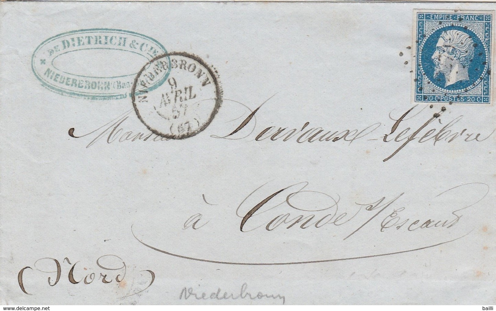 France Lettre Niederbronn 1857 - 1849-1876: Classic Period