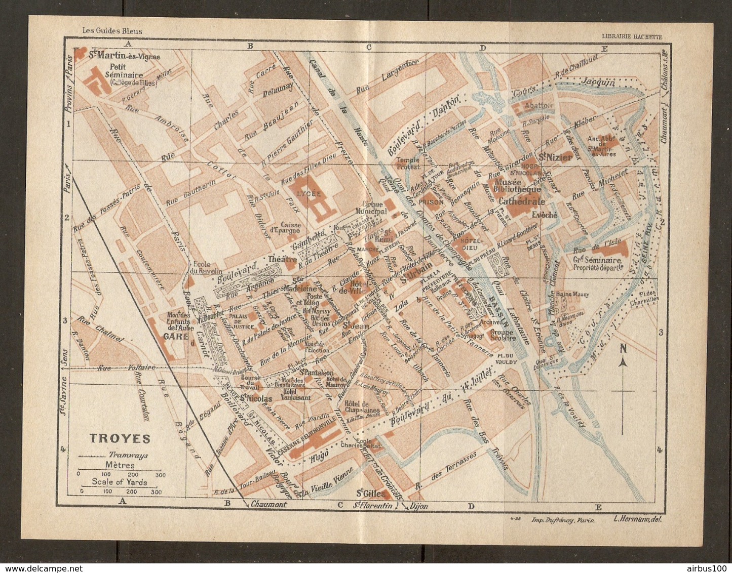 CARTE PLAN 1928 - TROYES TRAMWAYS THEATRE GARE HOTEL VAULUISANT CAISSE D'ÉPARGNE - Cartes Topographiques