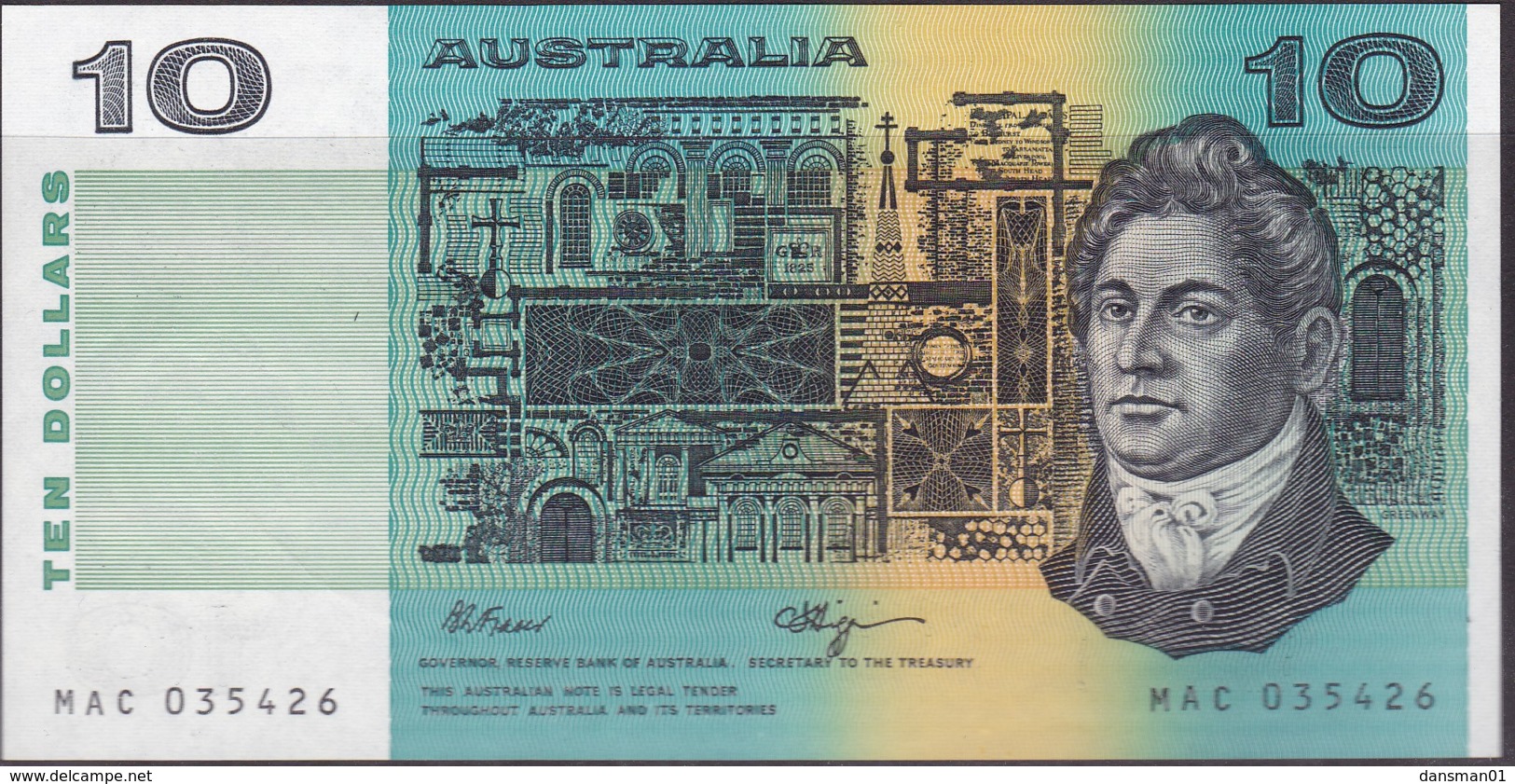 Australia $10 Fraser - Higgins Uncirculated MAC 035426 - 1974-94 Australia Reserve Bank (paper Notes)