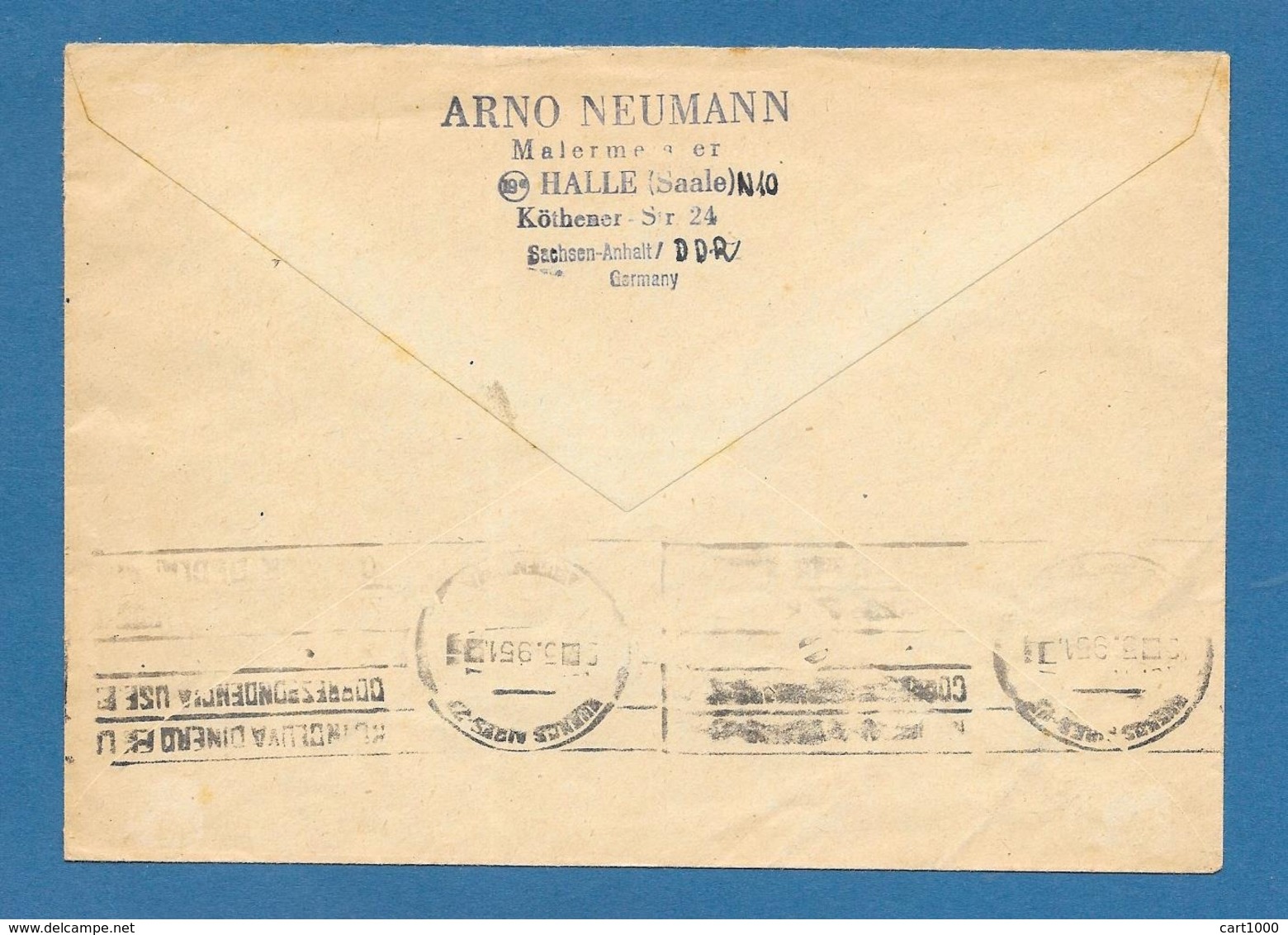 1951 HALLE TO ARGENTINA DEUTSCHE DEMOKRATISCHE REPUBLIK DDR - Storia Postale