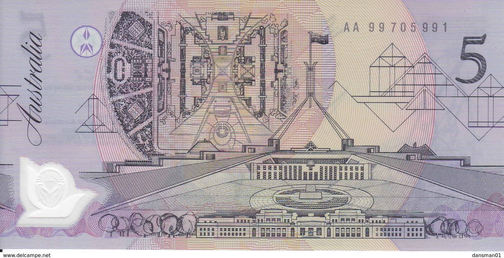 Australia 1992 Polymer $5 AA 99705991 Uncirculated - 1992-2001 (billetes De Polímero)