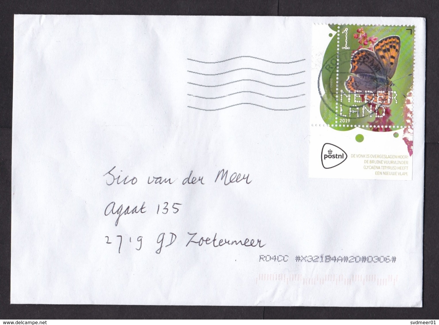 Netherlands: Cover, 2019, 1 Corner Stamp, Brown Fire Butterfly, Insect (minor Creases) - Storia Postale