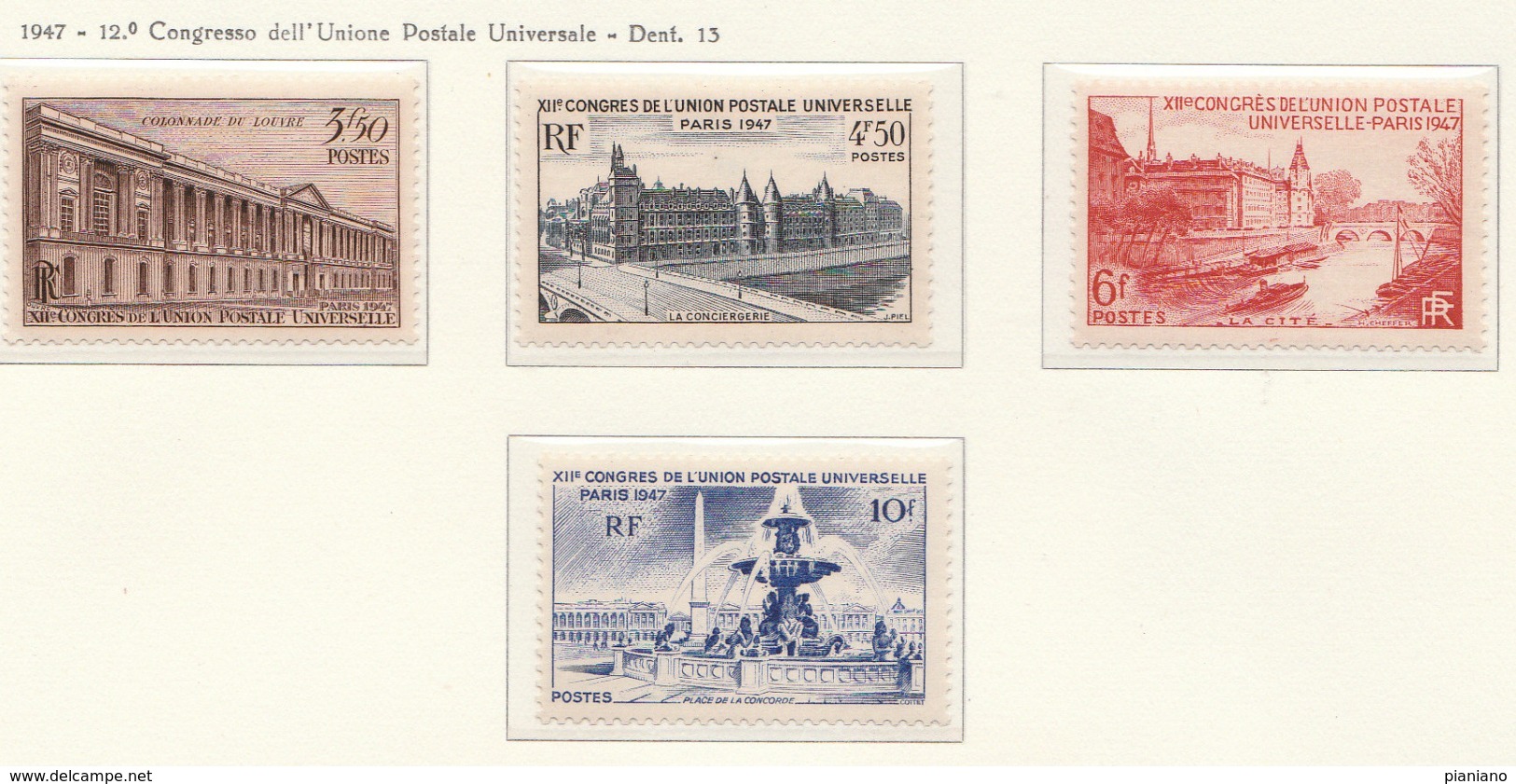 PIA  -  FRANCIA  -  1947  : 12° Congresso Dell' U.P.U. A Parigi - Immagini Della Città  - (Yv  780-83) - Unused Stamps