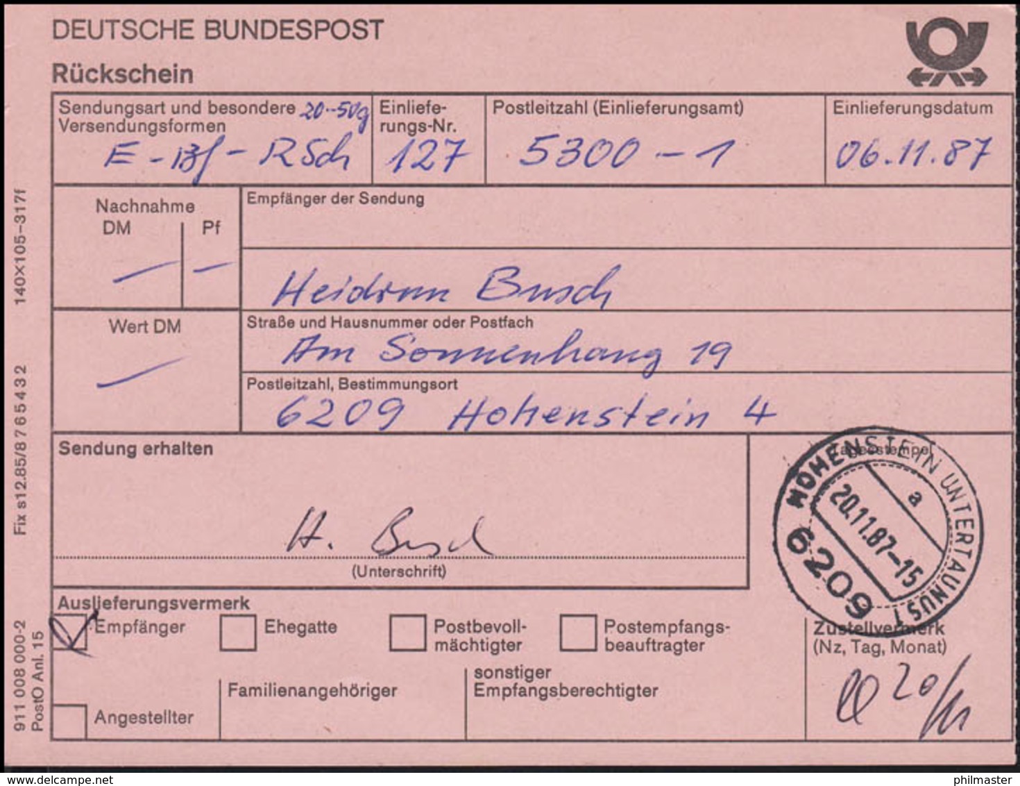 Elisabeth Selbert Politikerin, Alle 4 Ecken, R-FDC+ Rückschein ESSt Bonn 6.11.87 - Sonstige & Ohne Zuordnung