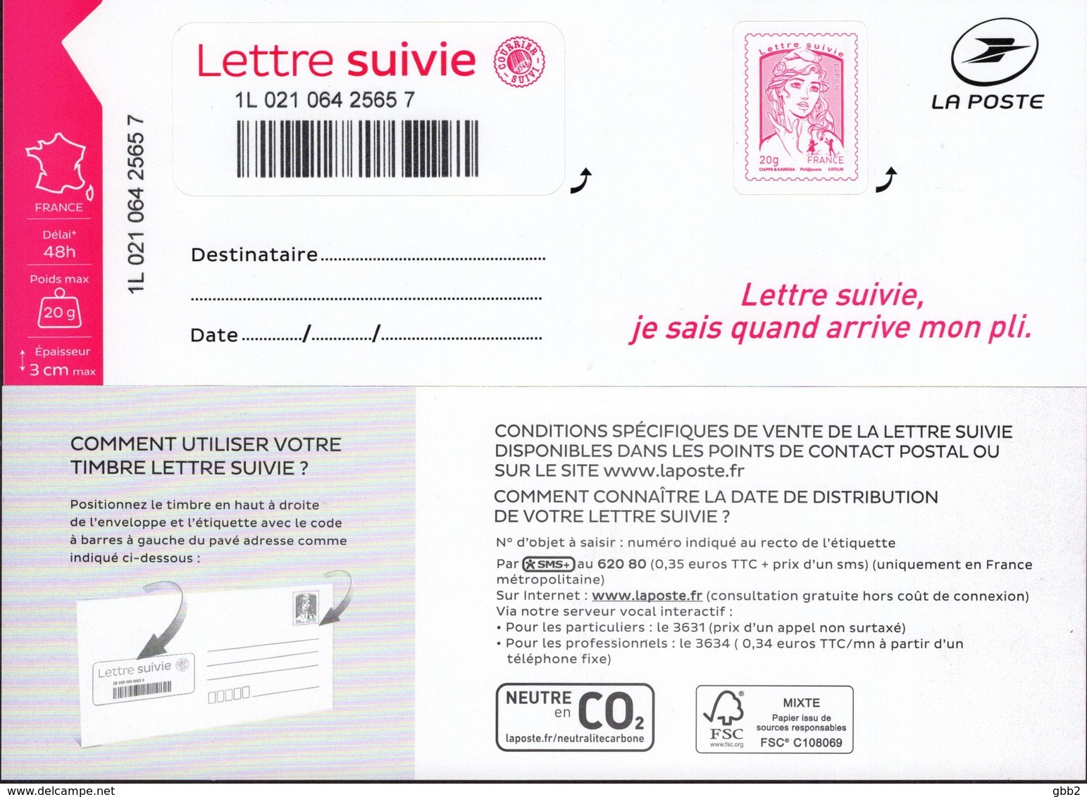 LA LETTRE SUIVIE (LS 4) Type Ciappa, 2ème Tirage 2016. Sans Logo €uro Et Fond Du Timbre En Pointillés. - Sonstige & Ohne Zuordnung