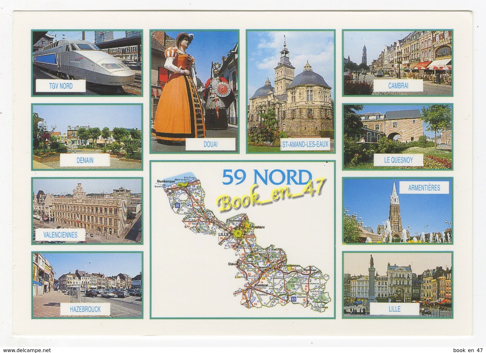 {82095} 59 Nord , Carte Et Multivues ; Denain , Saint Amand Les Eaux , Cambrai , Valenciennes , Hazebrouck , Lille - Cartes Géographiques