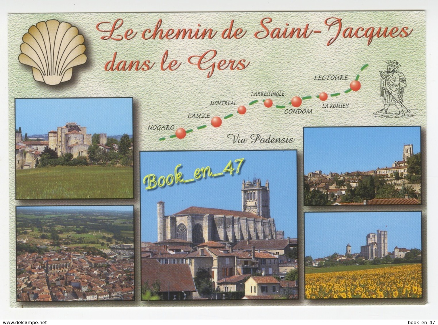 {82092} Sur Le Chemin De Saint Jacques Dans Le Gers , Carte Et Multivues ; Lectoure La Romieu Eauze Condom Larressingle - Cartes Géographiques