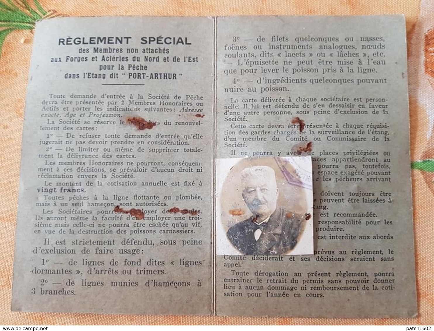 PERMIS  De Pëche Année 1932 à Trith-saint-léger à Monsieur Legay Louis Demeurant à Saint-waast - Autres & Non Classés