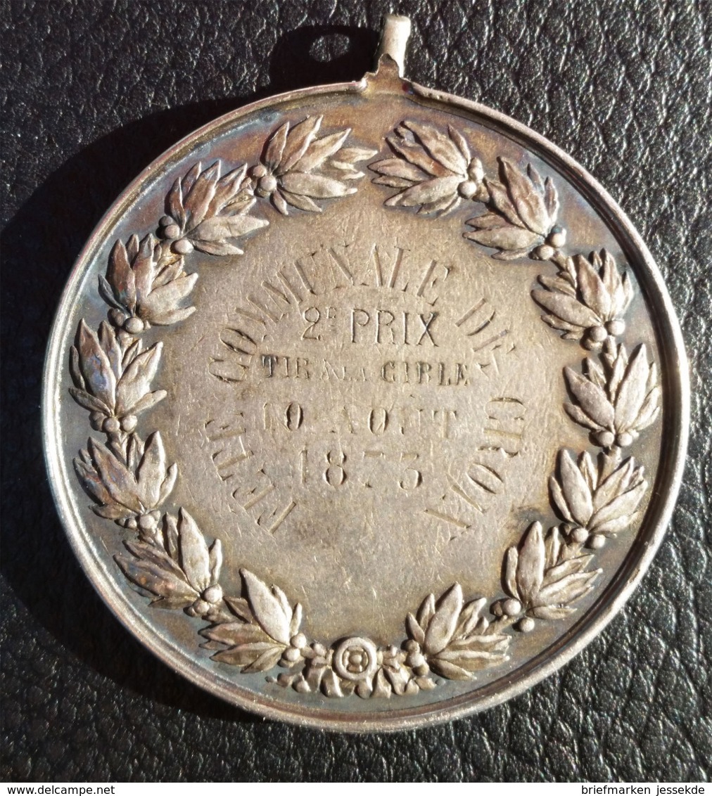 Medaille Frankreich 1873 Fete Communale De Croix Ca. Ø 50 Mm Ca 64 G Punze Argent - Frankreich