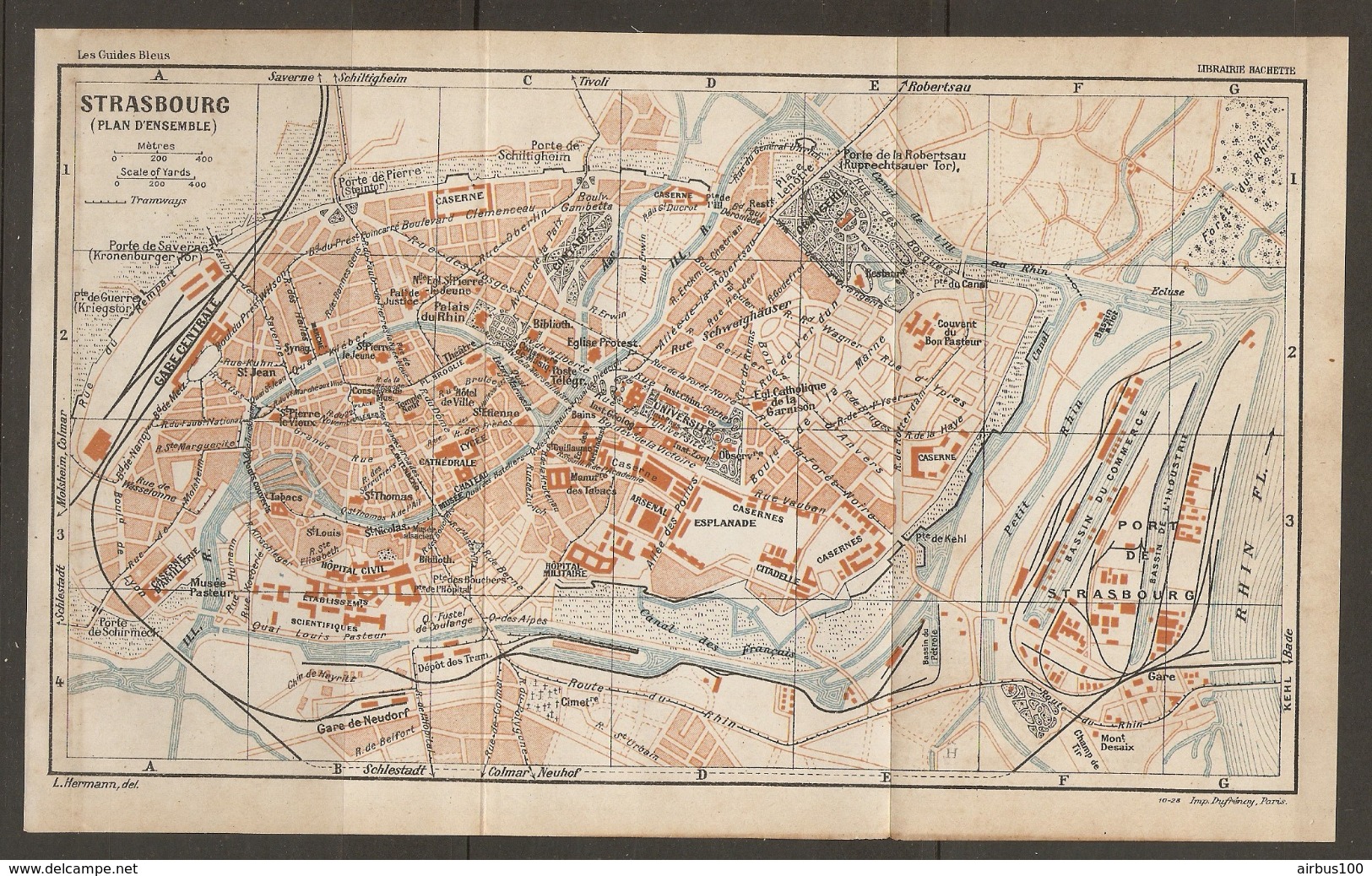 CARTE PLAN 1928 - STRASBOURG PLAN D'ENSEMBLE ARSENAL CASERNES Éts SCIENTIFIQUES PORT GARE CENTRALE - Topographical Maps