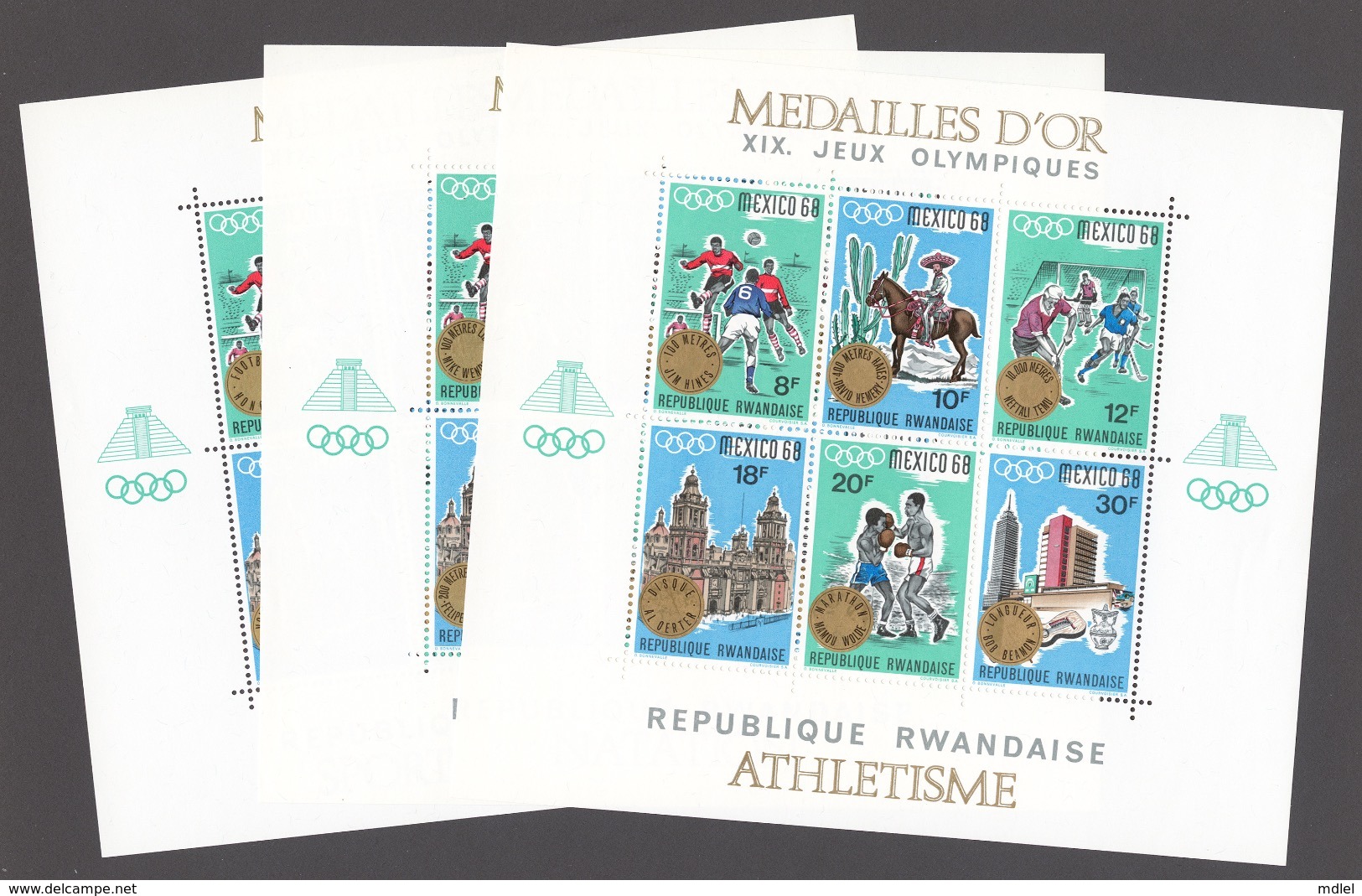 Rwanda 1968 Mi# Bl.15-17** OLYMPIC GAMES, MEXICO 1968 - Nuevos