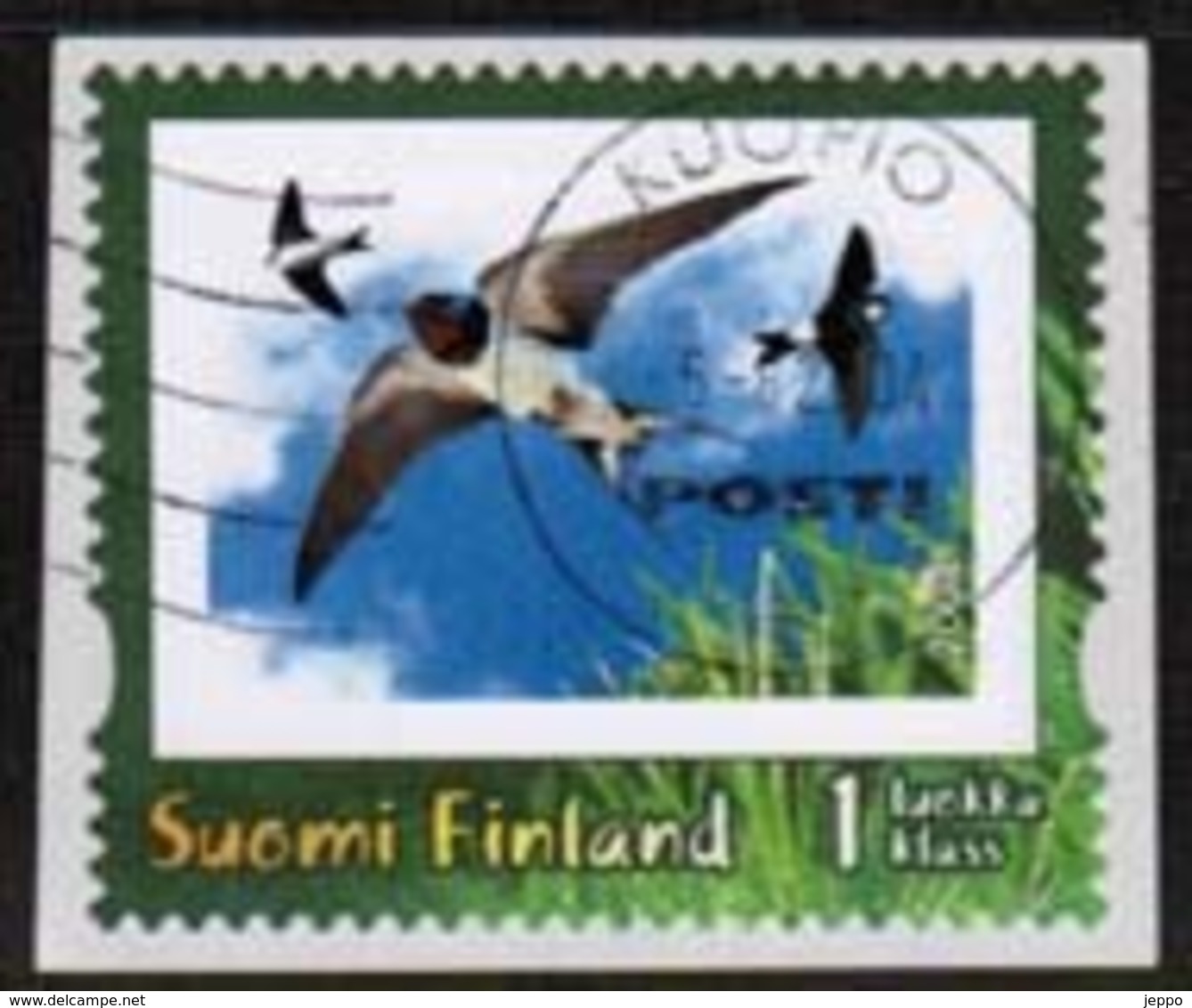 2004 Finland Personal Stamp, Swallows Used On Paper . - Gebraucht