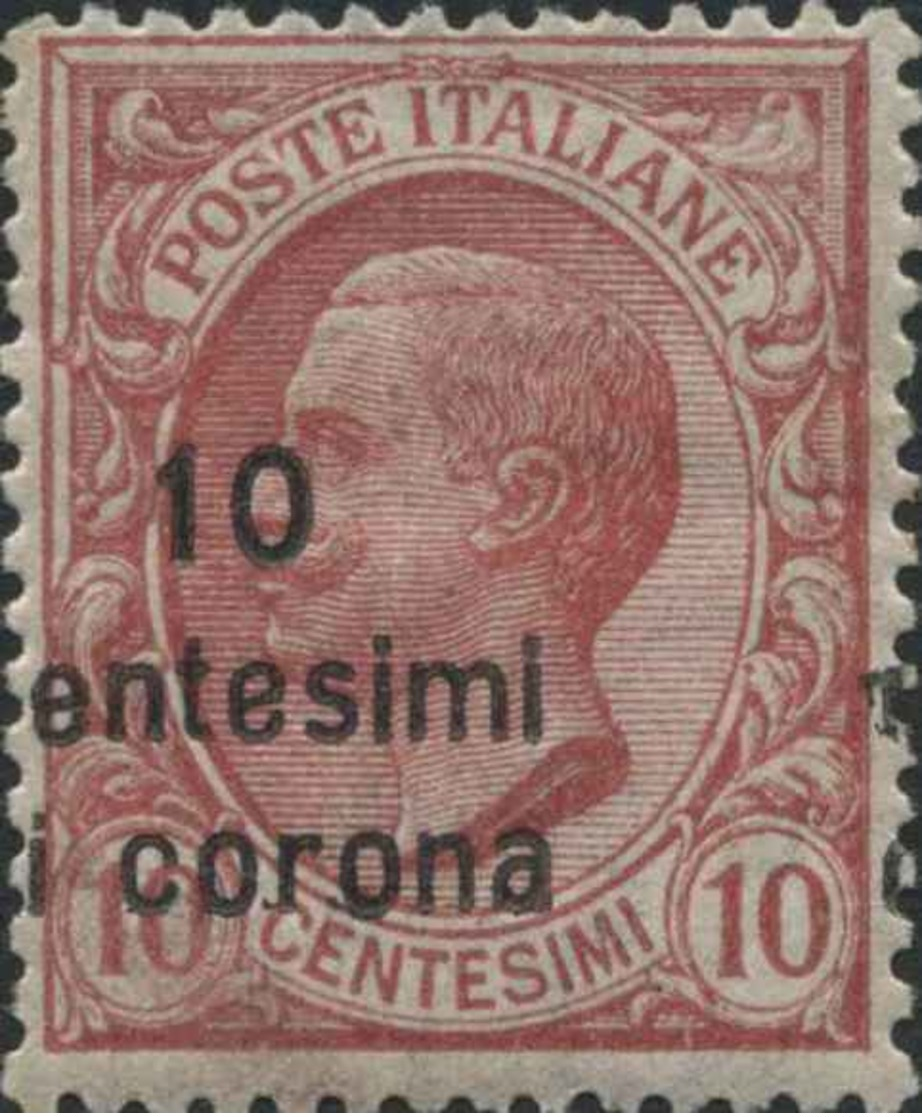 1919-(MLH=*) Trento E Trieste 10c.di Corona Su 10c.rosa Con TL (light Hinge) Presenta La Soprastampa Fortemente Spostata - Trento & Trieste