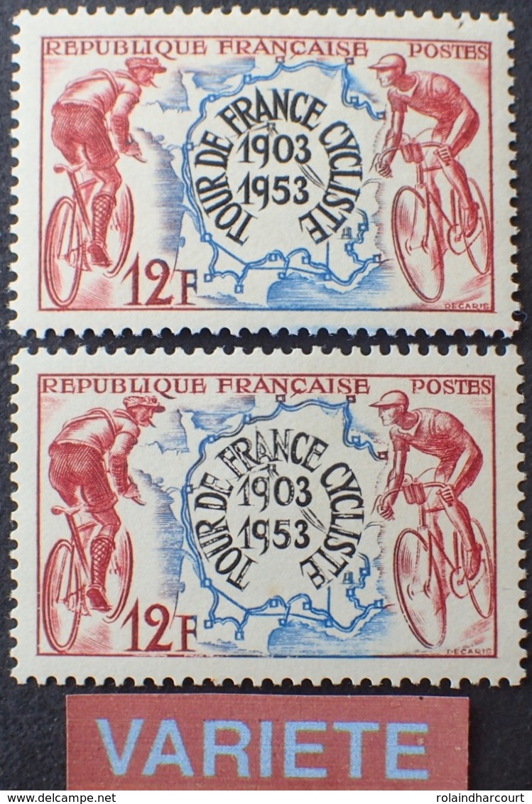 R1949/1030 - 1953 - LE TOUR DE FRANCE CYCLISTE - N°955 NEUFS* - VARIETE ➤➤➤ Lettres Et Chiffres évidés Au Centre - Neufs