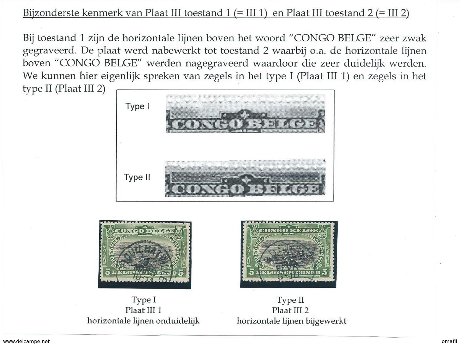 Congo Belge Nr 54 Type I En II Met Uitleg - Gebraucht