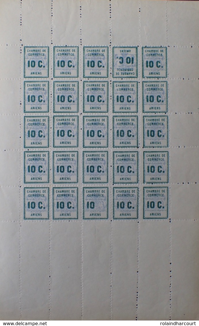 R1949/1035 - 1909 - Feuille De 25 Timbres Neufs** Chambre De Commerce D'Amiens - VARIETES ➤➤ N°1a + B - Cote : 1100,00€ - Other & Unclassified