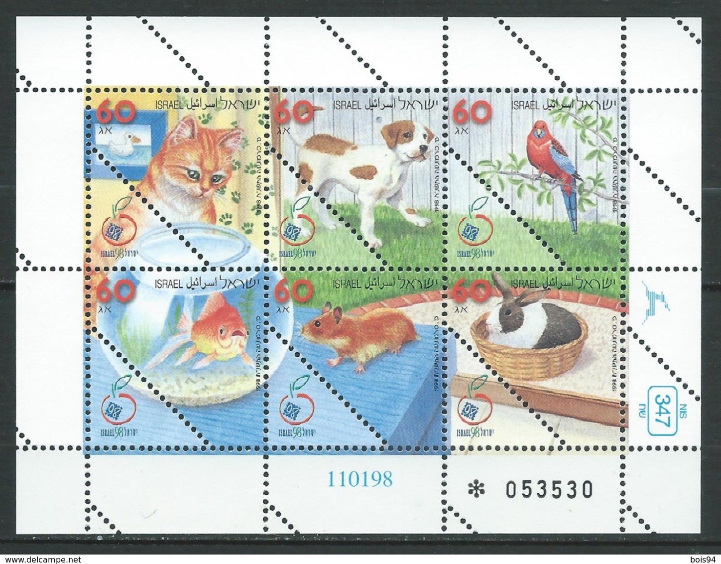 ISRAËL 1998 . Série N°s 1408 à 1413 En Feuille . Neufs ** (MNH) - Blocs-feuillets