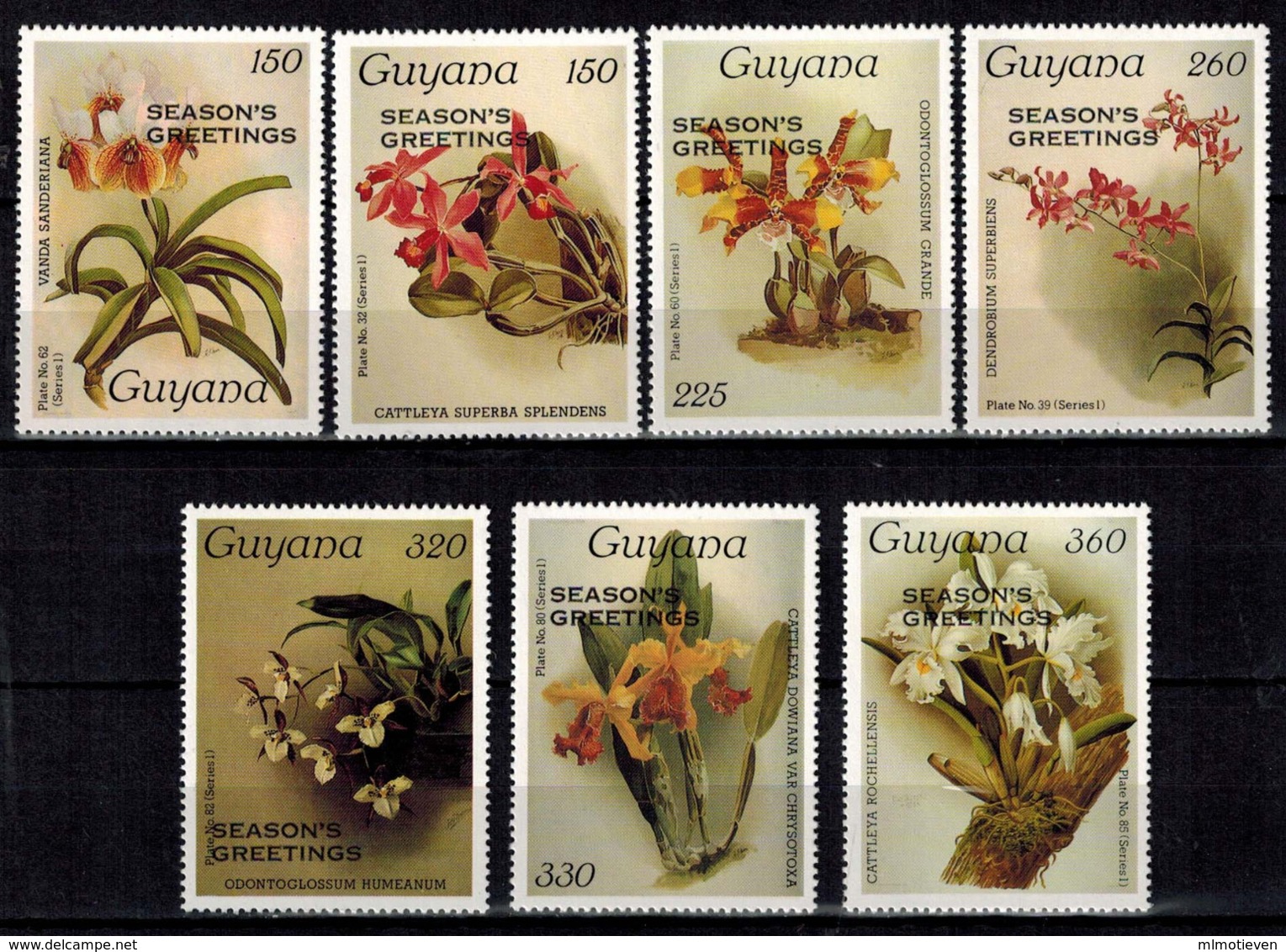 MBP-BK2-644 MINT ¤ GUYANA7w MINT OUT OF SET- MINT - OVERPRINT ¤ FLOWERS OF THE WORLD - ORCHIDEE - FLEURS BLÜMEN - Orchideen