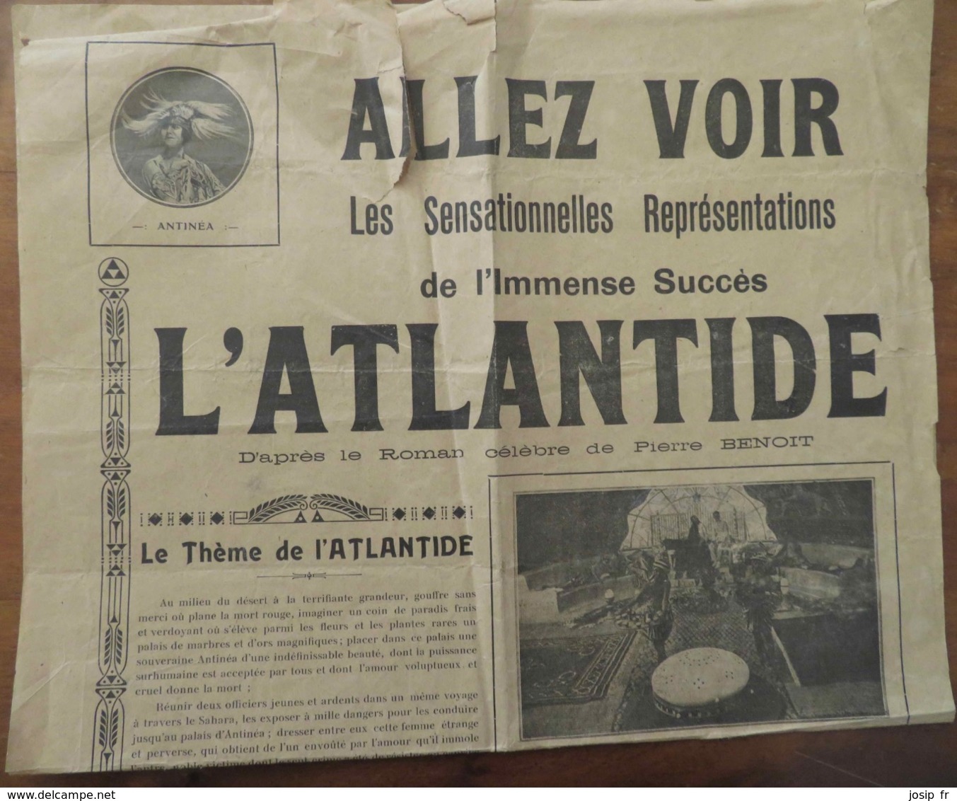 PUBLICITÉ- AFFICHETTE Pour FILM L'ATLANTIDE D'après Pierre Benoît 1932- 23x45cm - Publicités