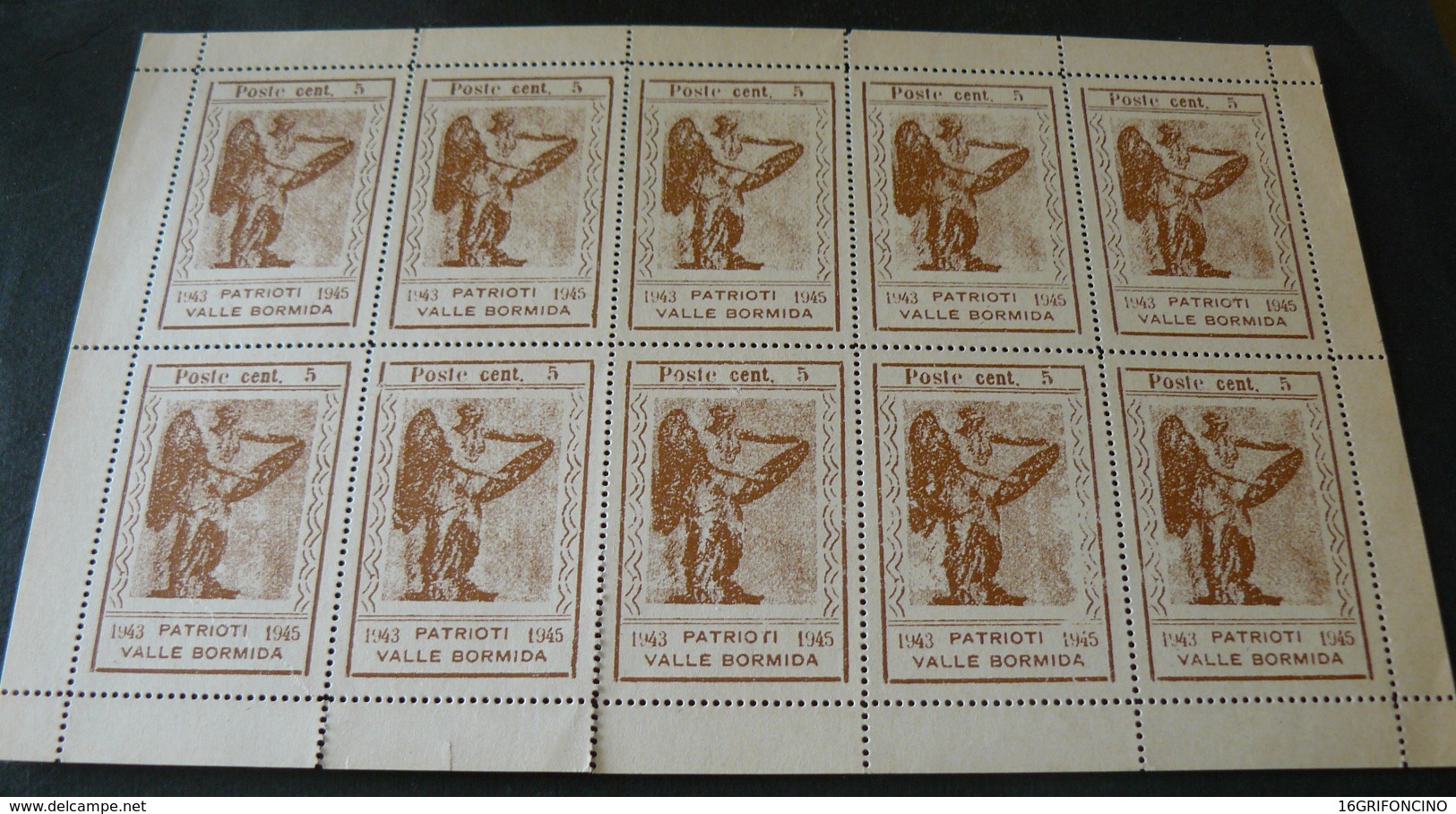 1945  VALLE BORMIDA  C.L.N  _  SET OF NEWS 10 STAMPS OF 5 CENTS / MINIFOGLIO 10 FRANCOBOLLI INTEGRI - Centraal Comité Van Het Nationaal Verzet (CLN)