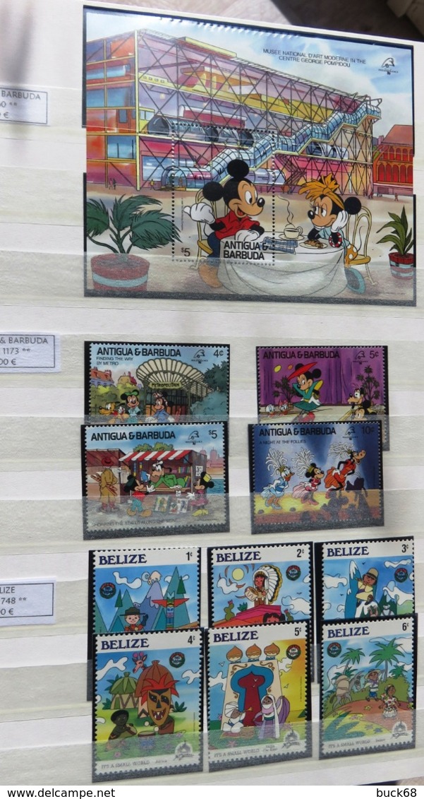 Collection lot Sammlung de ~ 735 timbres-poste ** MNH Hommage à Walt DISNEY cartoon dessin animé (CV > 800 €)