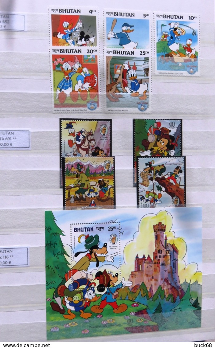 Collection lot Sammlung de ~ 735 timbres-poste ** MNH Hommage à Walt DISNEY cartoon dessin animé (CV > 800 €)