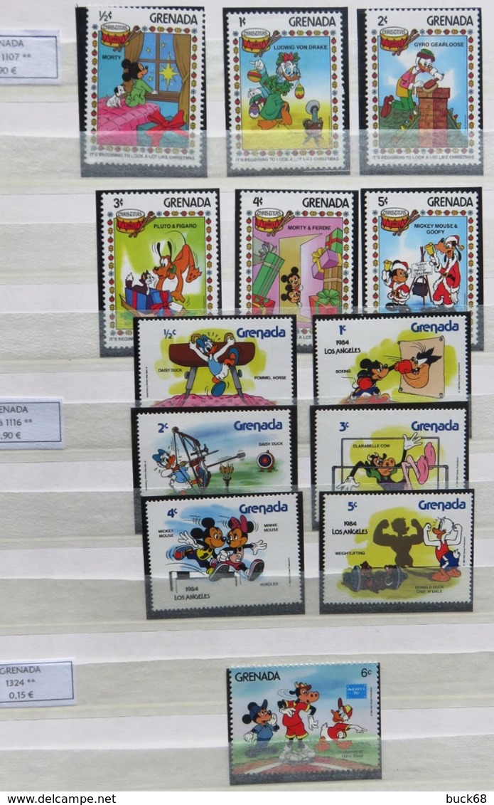Collection lot Sammlung de ~ 735 timbres-poste ** MNH Hommage à Walt DISNEY cartoon dessin animé (CV > 800 €)