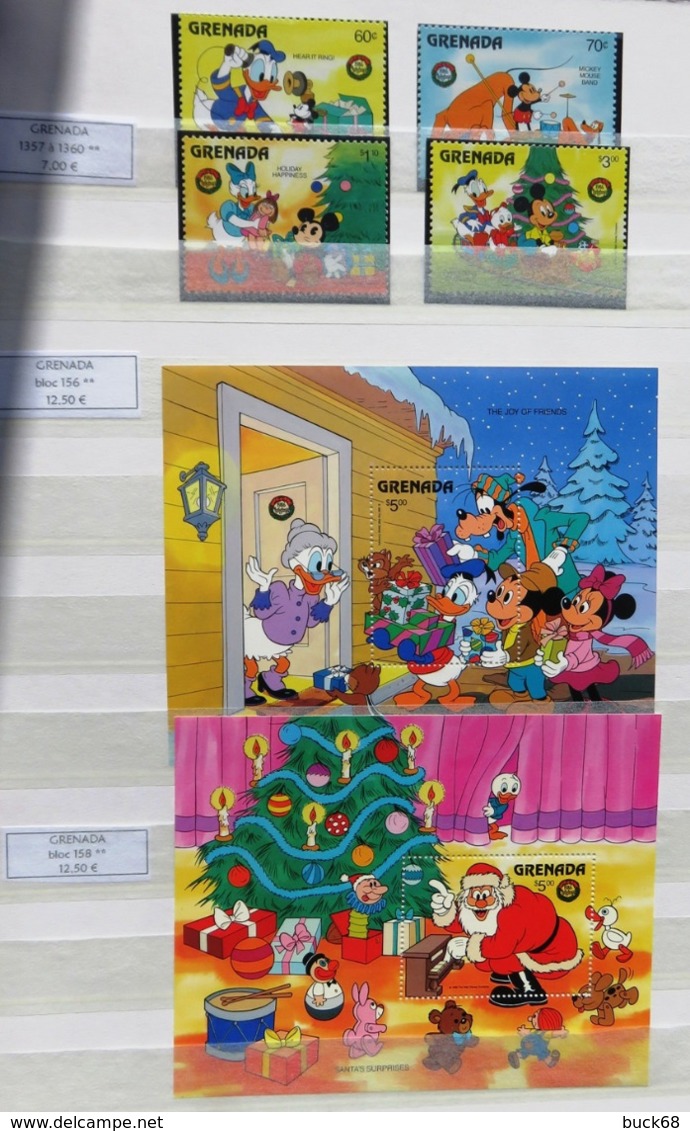 Collection lot Sammlung de ~ 735 timbres-poste ** MNH Hommage à Walt DISNEY cartoon dessin animé (CV > 800 €)