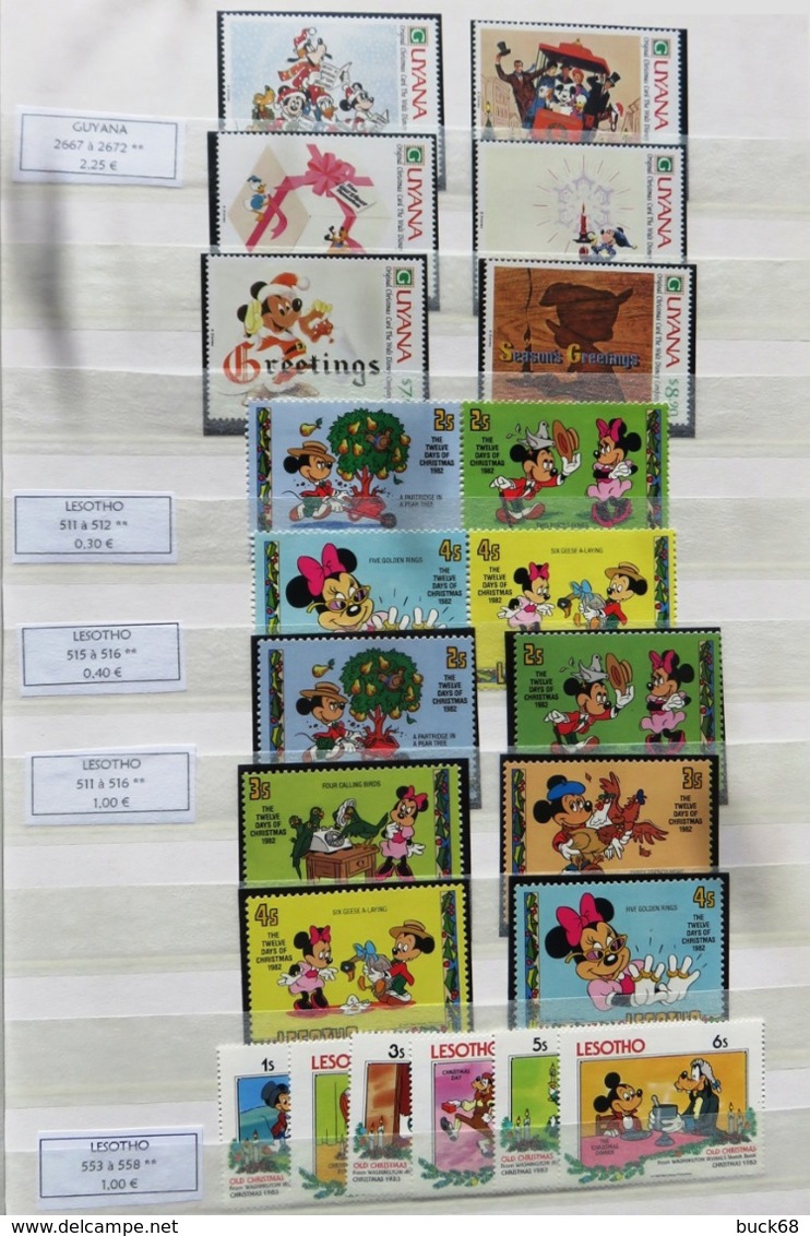 Collection lot Sammlung de ~ 735 timbres-poste ** MNH Hommage à Walt DISNEY cartoon dessin animé (CV > 800 €)