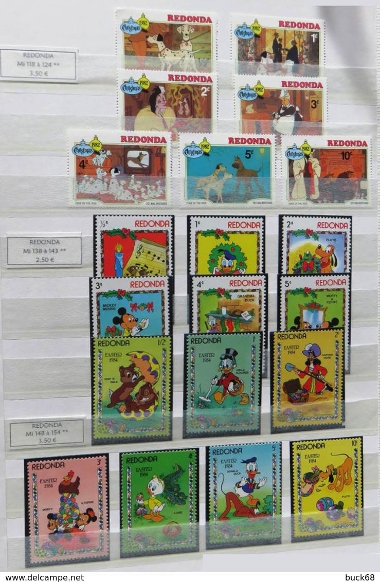 Collection lot Sammlung de ~ 735 timbres-poste ** MNH Hommage à Walt DISNEY cartoon dessin animé (CV > 800 €)