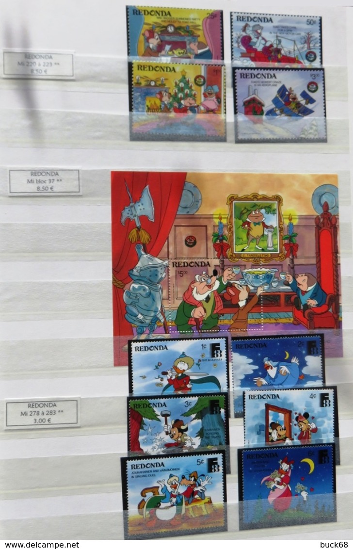 Collection lot Sammlung de ~ 735 timbres-poste ** MNH Hommage à Walt DISNEY cartoon dessin animé (CV > 800 €)