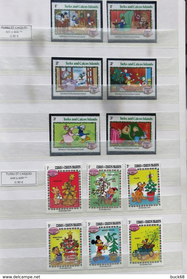 Collection lot Sammlung de ~ 735 timbres-poste ** MNH Hommage à Walt DISNEY cartoon dessin animé (CV > 800 €)