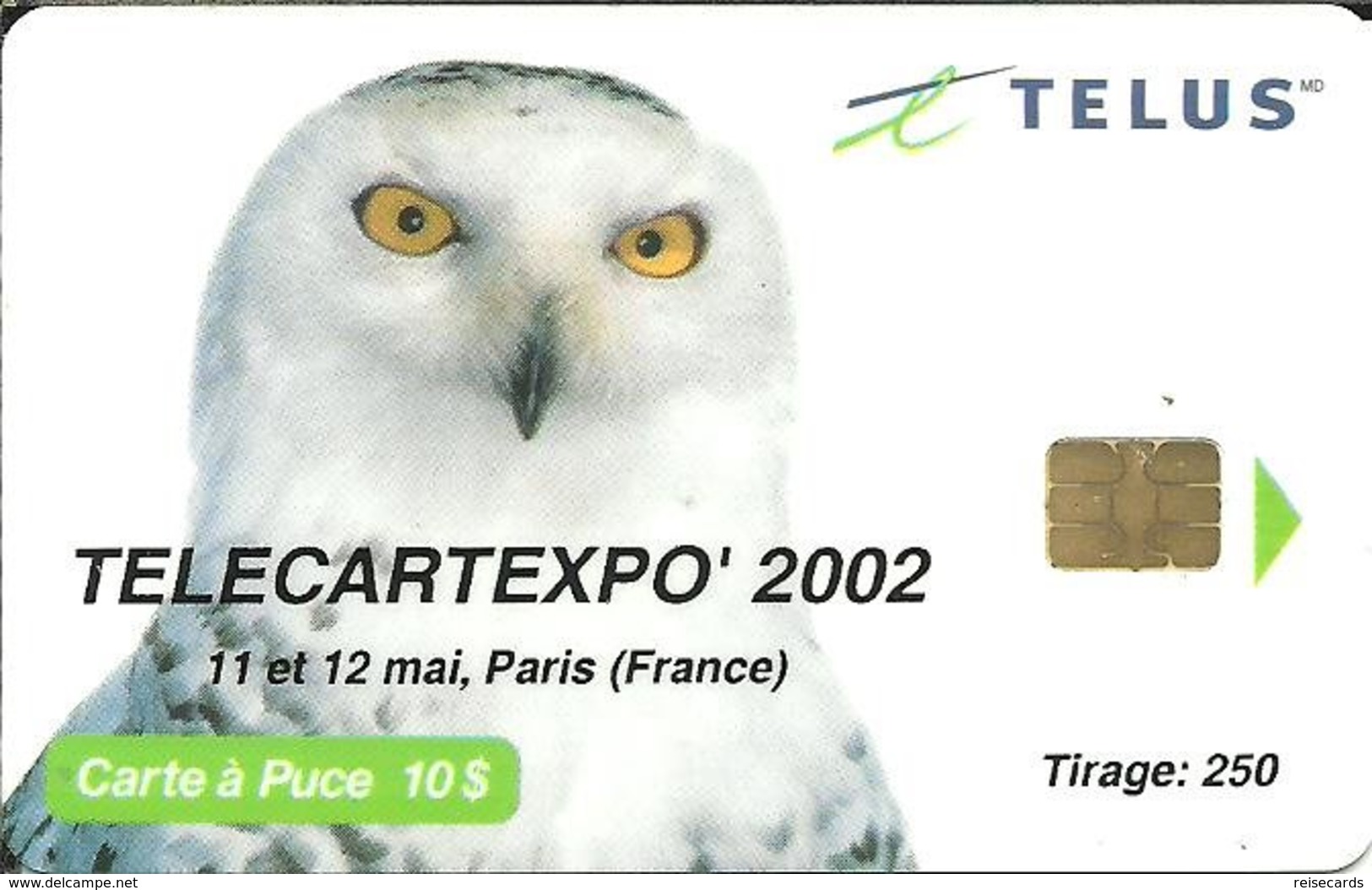 Canada: Tellus - TélécarteExpo Paris 2002, Owl - Canada