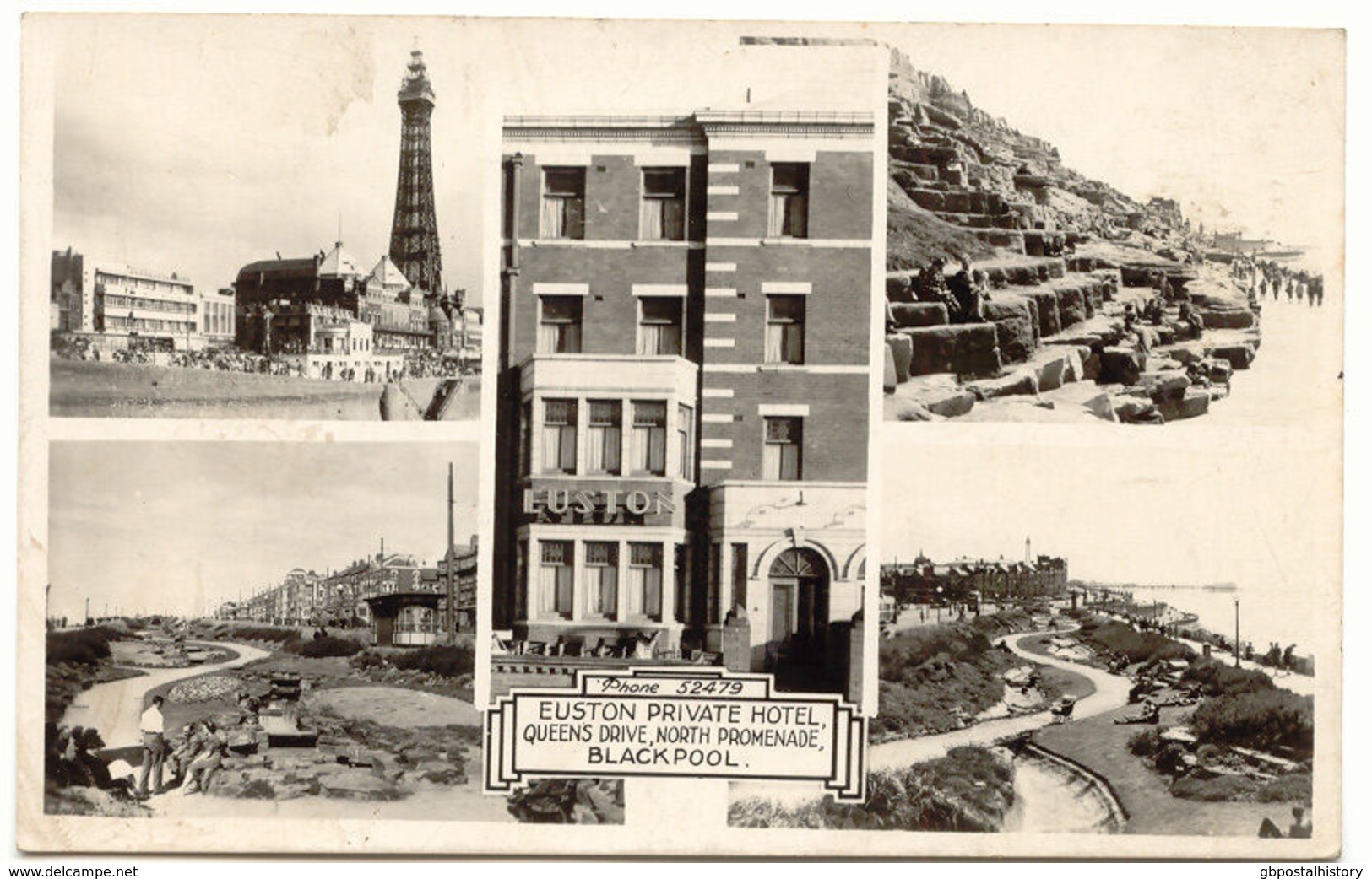 UK BLACKPOOL 1940 Mint Black-and-white Postcard Real Photograph, Euston Hotel - Blackpool