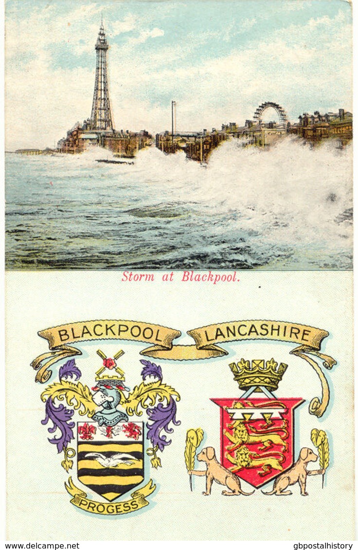 UK BLACKPOOL 1910, Very Rare Superb Mint Coloured Postcard Storm At Blackpool - Blackpool
