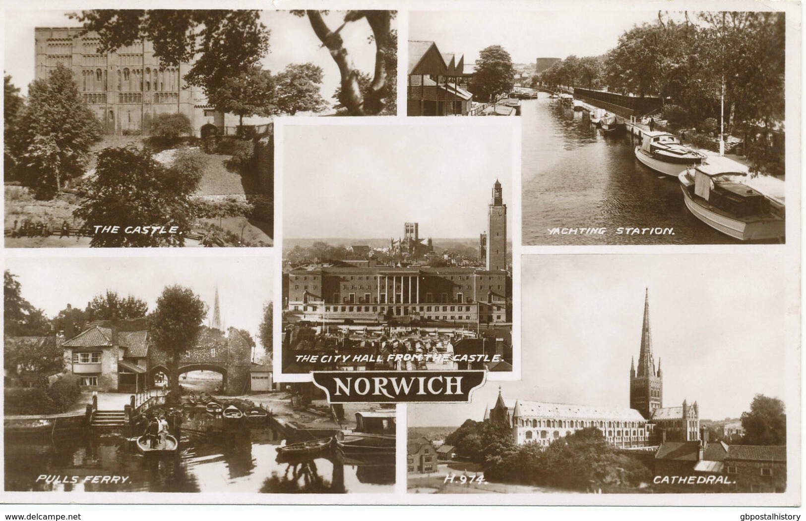 UK NORWICH 1930 Superb B/w RP Pc Greetings From W 5 Different Views (Valentines) - Norwich