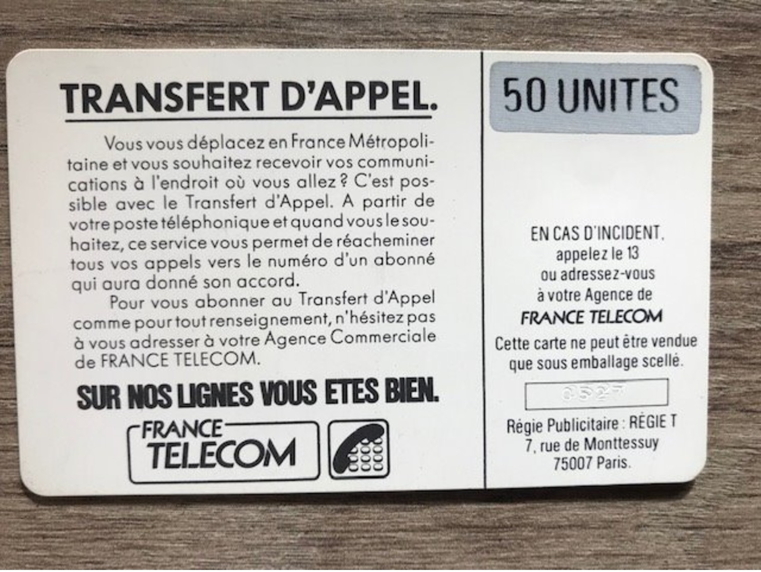 TRANSFERT D'APPEL - Rajout Gris - F18A - 1988