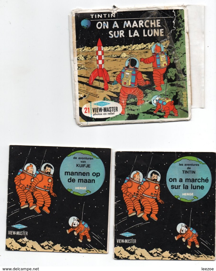 Hergé, Tintin On A Marché Sur La Lune: 3 Visionneuses Stéréoscopique. RARE.......... - Visionneuses Stéréoscopiques