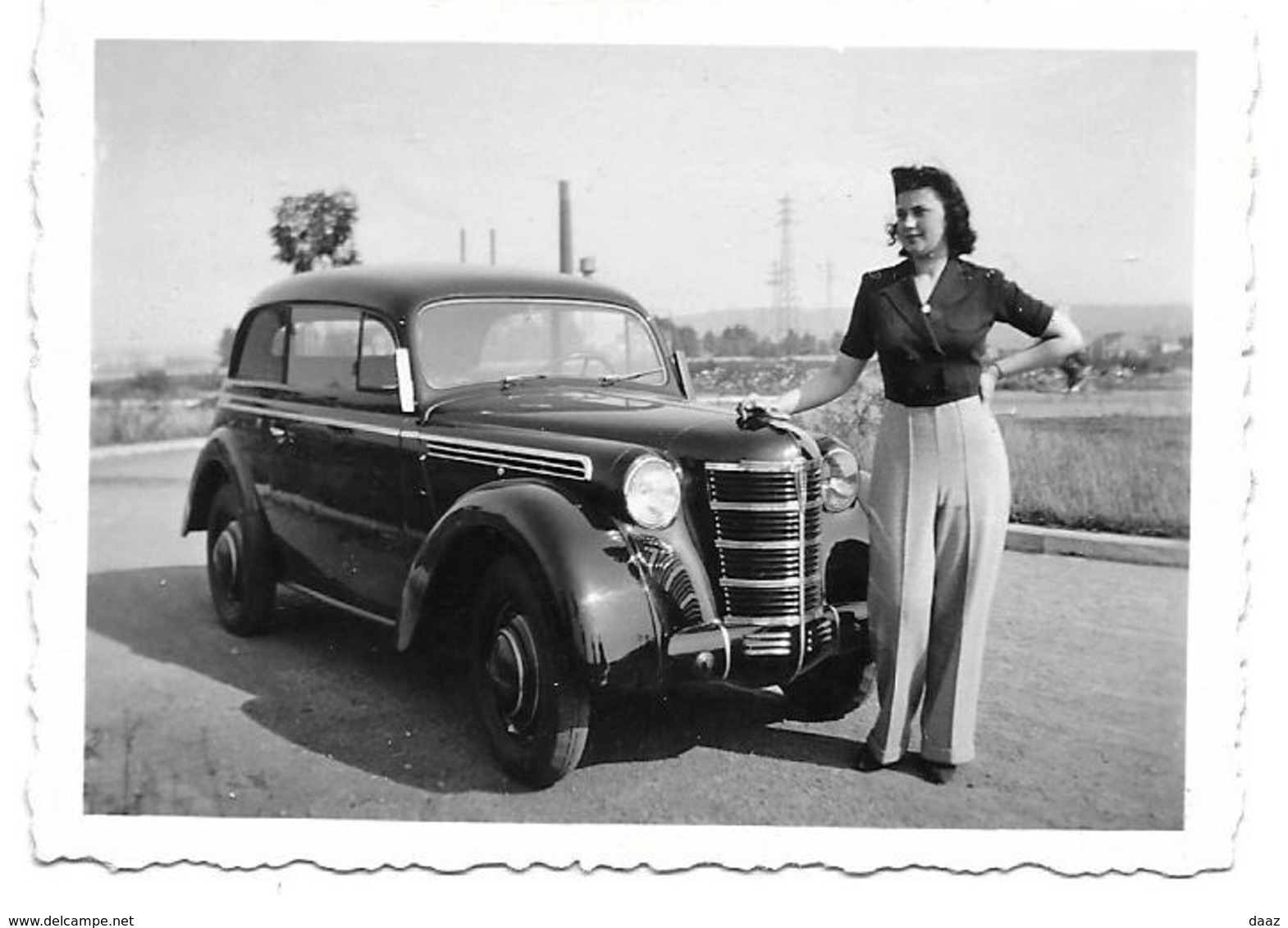 Oldtimer Voiture Automobile Photo 6x9 - Personnes Anonymes