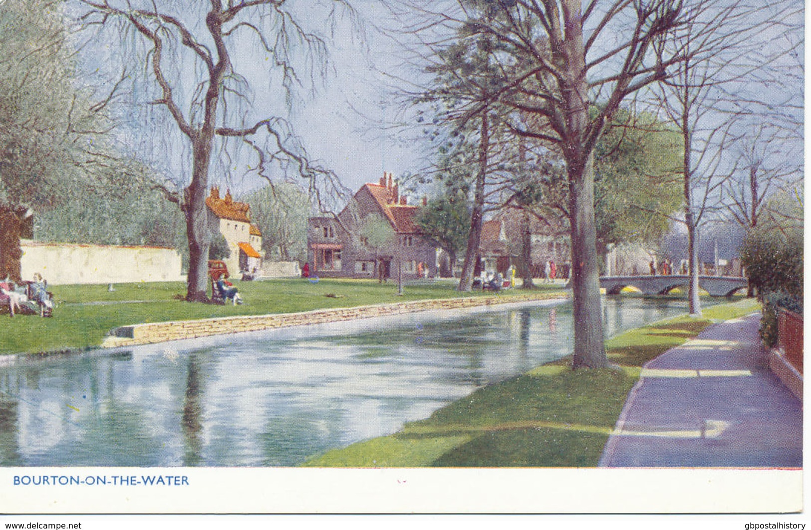 UK BOURTON-ON-THE-WATER 1930 Superb Mint Coloured Postcard View Of The Village - Andere & Zonder Classificatie