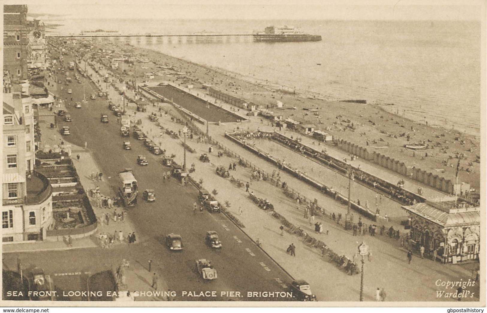 UK BRIGHTON 1930 Superb Mint Sepia Pc "Sea Front - Looking East Showing Palace - Brighton