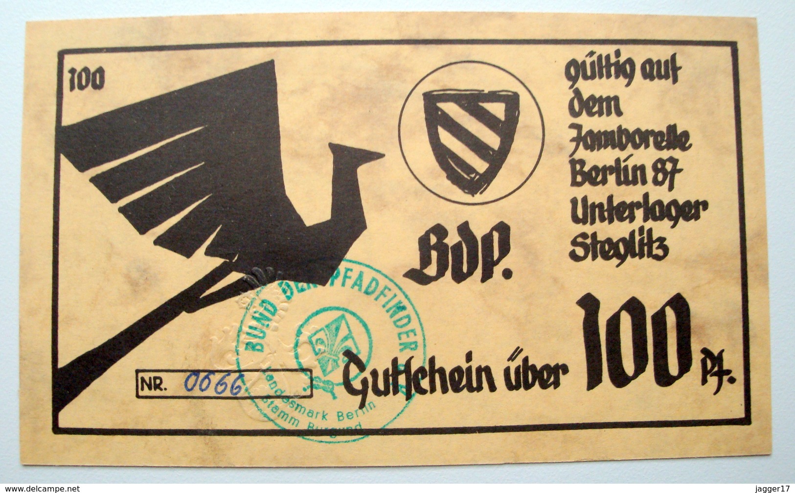 Gutschein 100 Pfennig Jamborette 1987 Berlin - Scouting