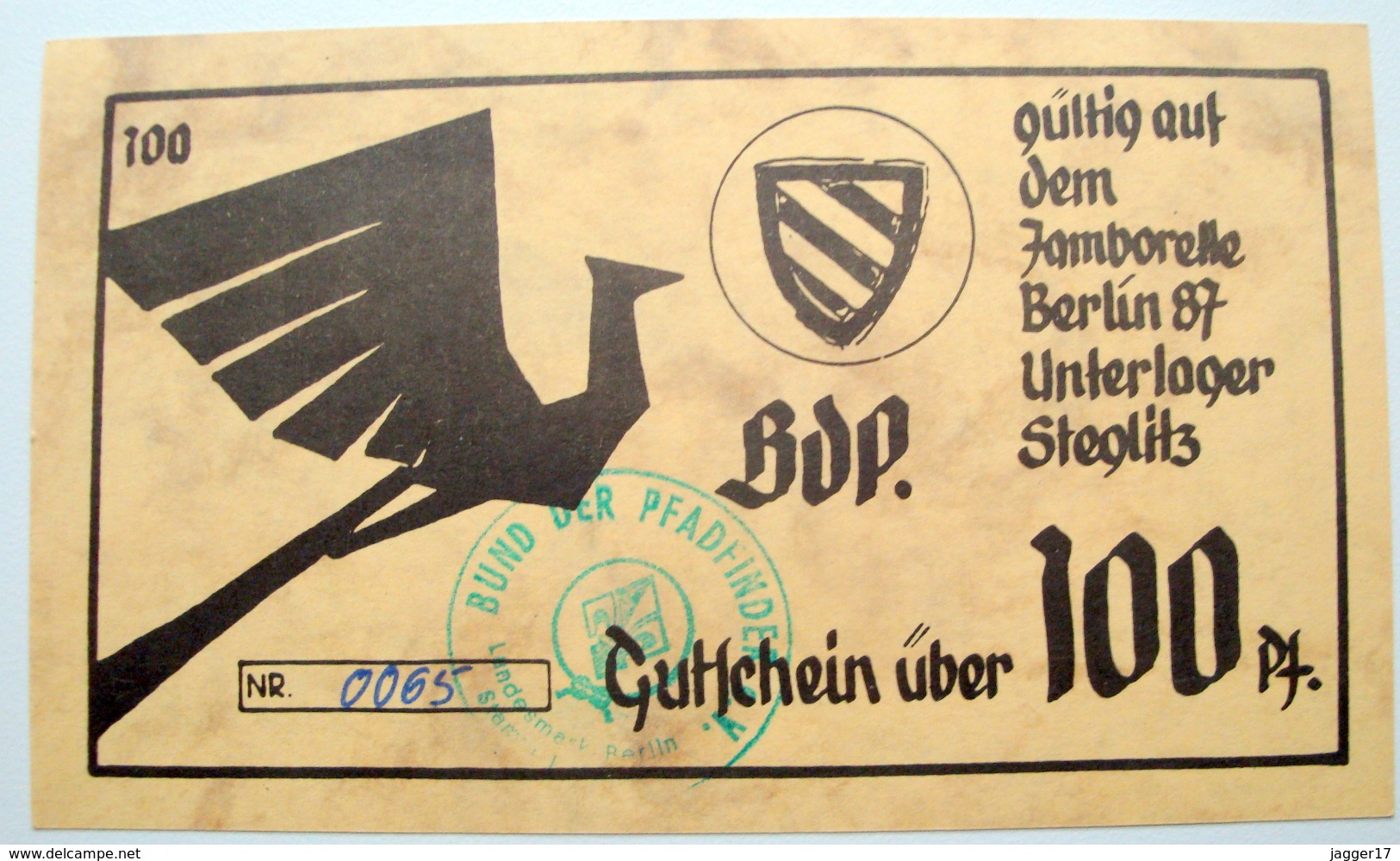 Gutschein 100 Pfennig Jamborette 1987 Berlin - Scouting