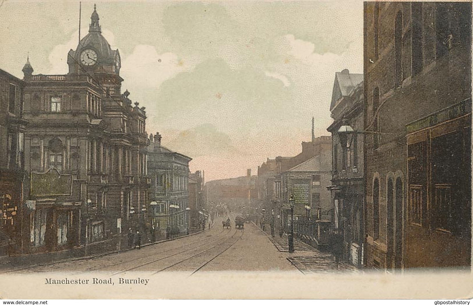 BURNLEY, Ca. 1910 Superb Mint Coloured Postcard "Manchester Road, Burnley" - Extremely Rare Vintage Card - Sonstige & Ohne Zuordnung